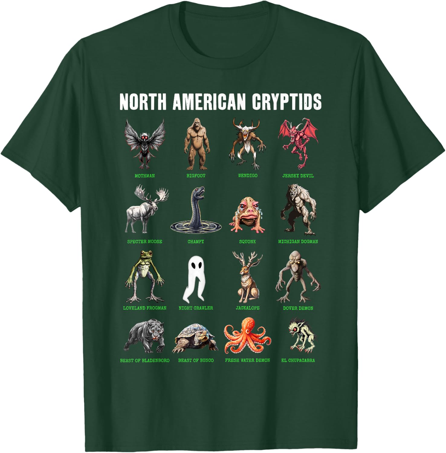 North American Cryptids Cryptozoology T-Shirt - T-Shirt | Forest
