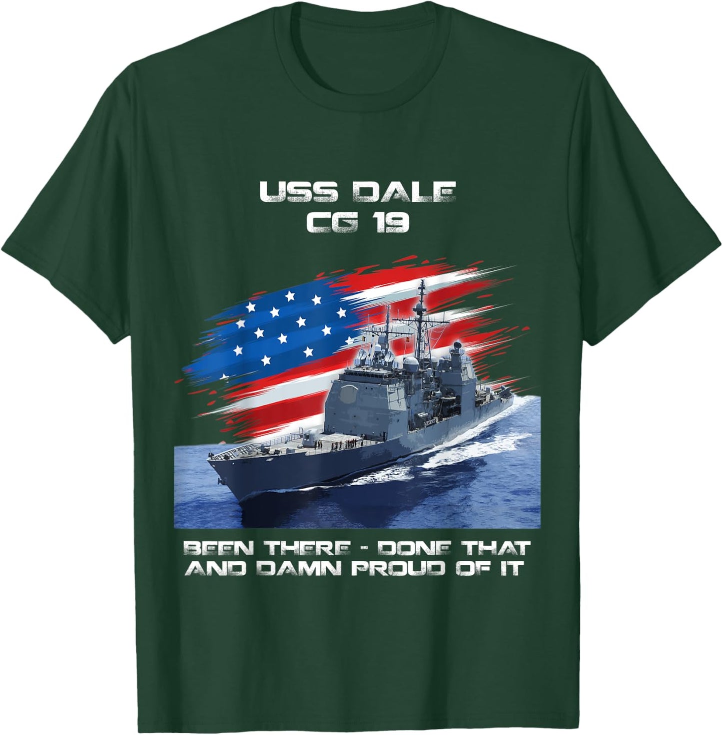 USS Dale CG-19 Class Cruiser American Flag Veteran Xmas Men T-Shirt - T-Shirt | Forest