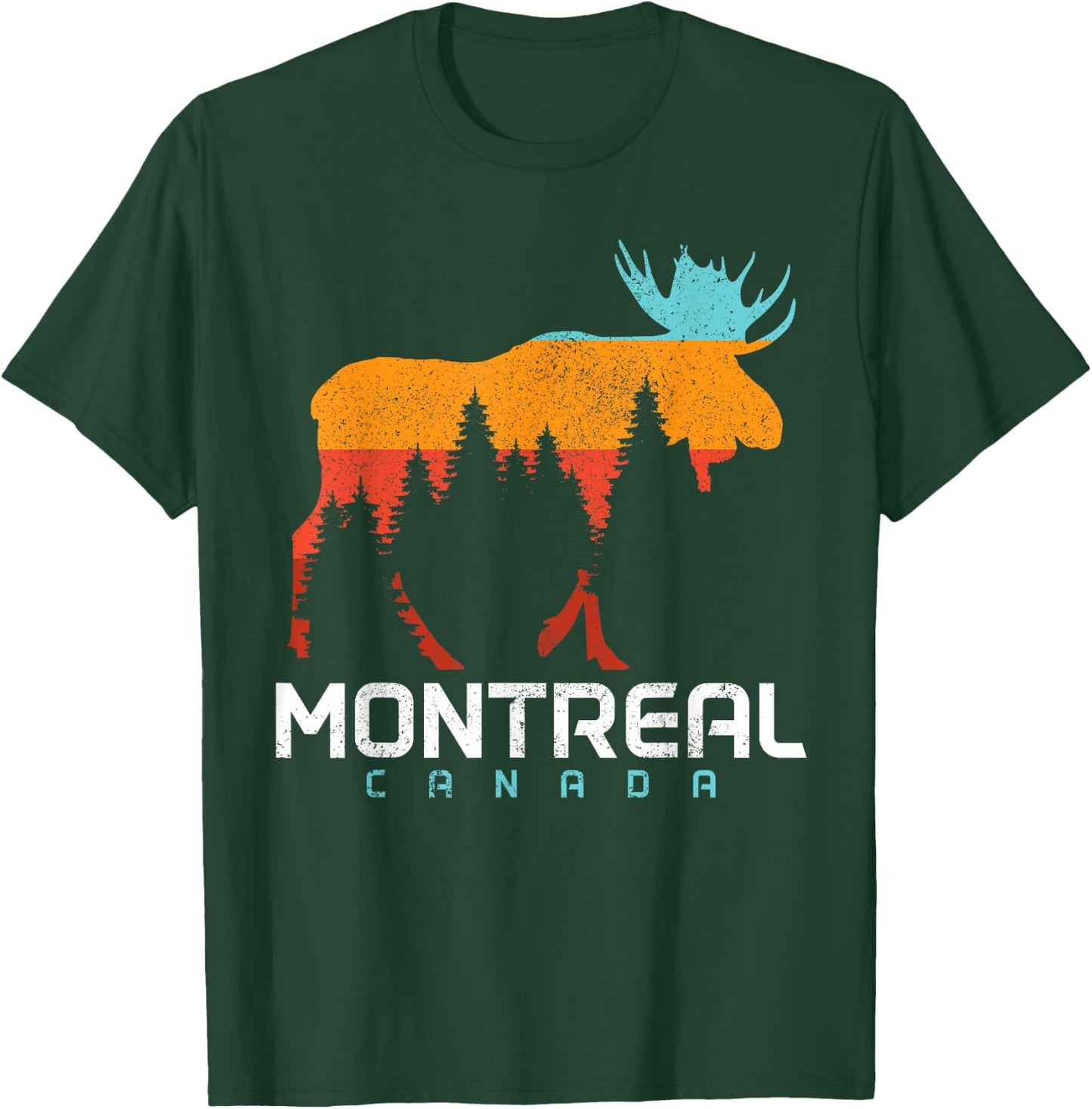 Montreal Quebec Canada Vintage Pride Souvenir Moose Nature T-Shirt - T-Shirt | Forest