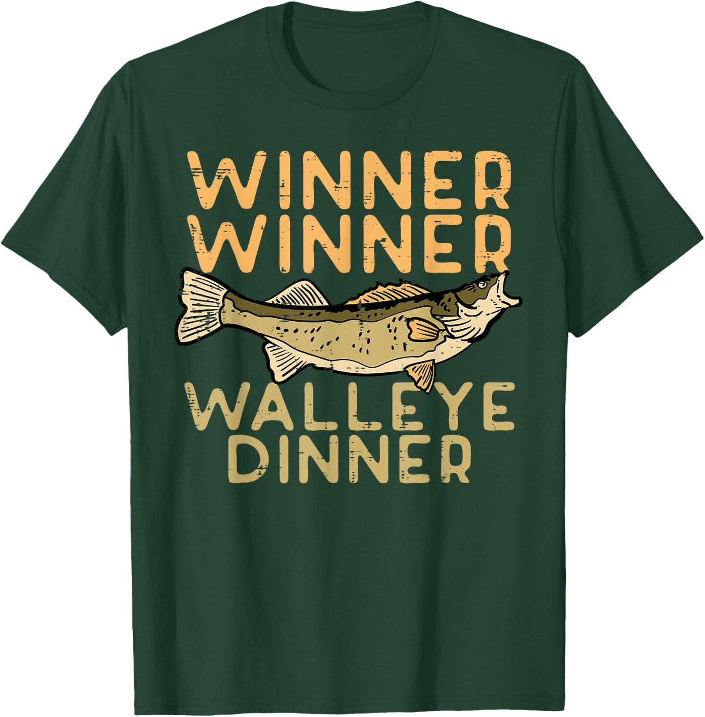 Winner Walleye Dinner Fishing Funny Fisherman Men Women Kids T-Shirt - T-Shirt | Forest