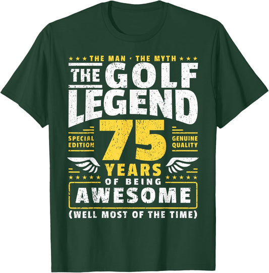 75th Birthday Golf Player 75 Years Old Golfer T-Shirt - T-Shirt | Forest
