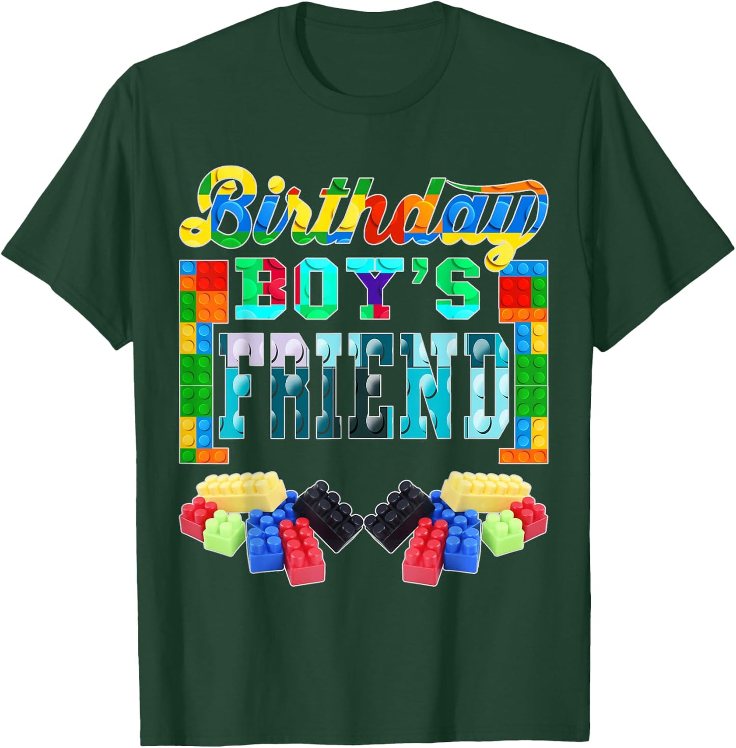 Building Brick Blocks Friend Of Birthday Boy B-day Builder T-Shirt - T-Shirt | Forest