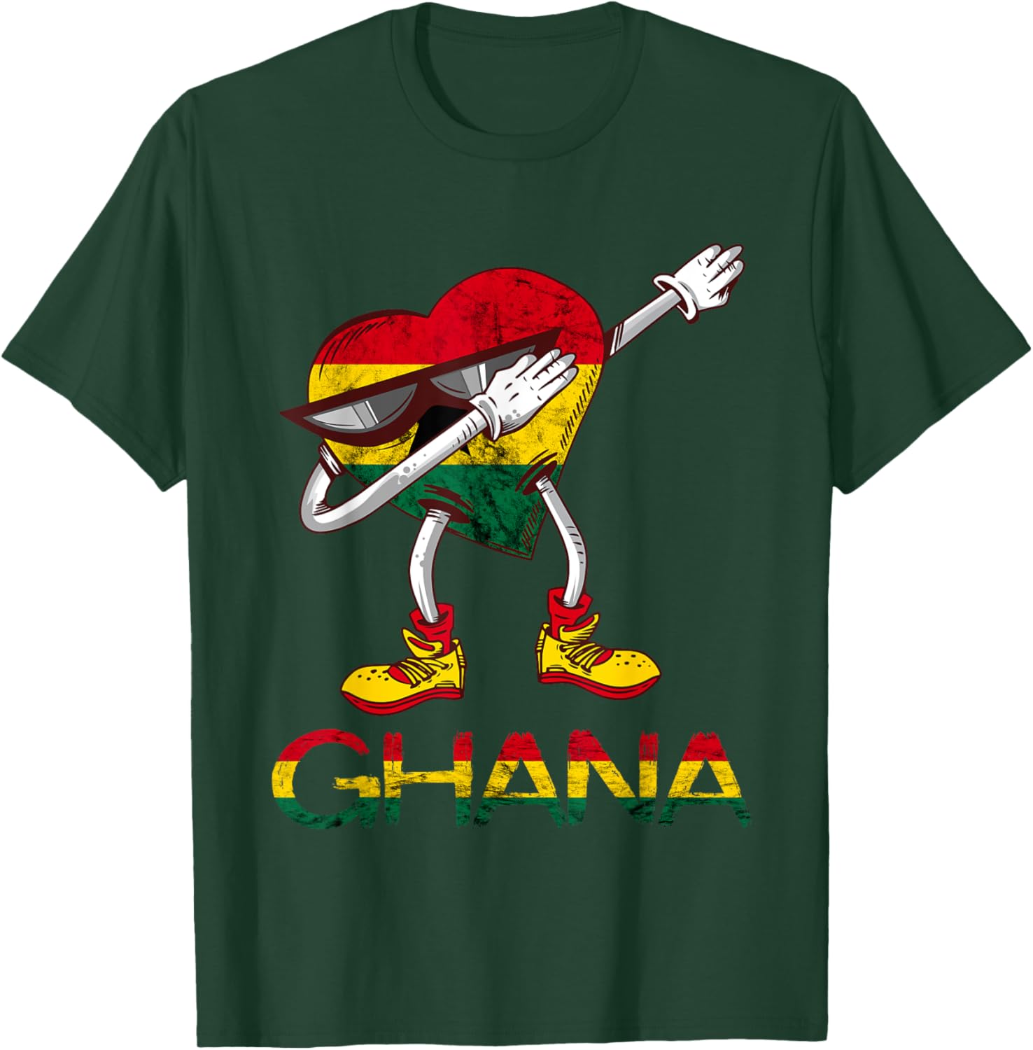 Ghana Flag Dabbing Heart Ghanese Roots Ghanese Pride Ghana T-Shirt - T-Shirt | Forest