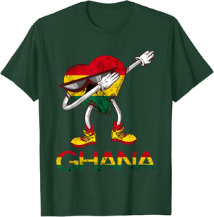 Ghana Flag Dabbing Heart Ghanese Roots Ghanese Pride Ghana T-Shirt - T-Shirt | Forest
