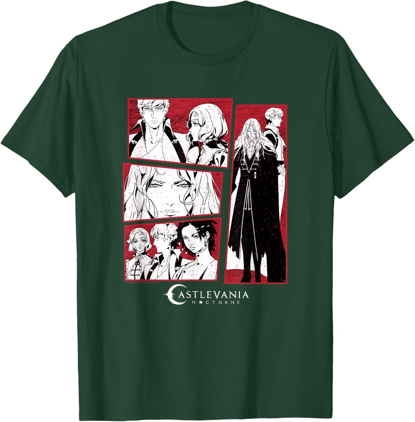 Castlevania: Nocturne Main Characters Blood Stained Panels T-Shirt - T-Shirt | Forest