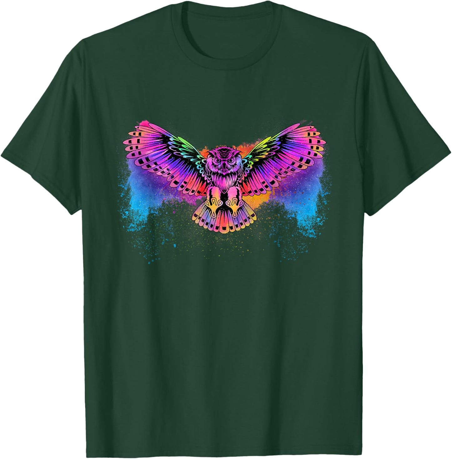 Flying Owl - Artistic Owlet Birds Animal Lover Ornithologist T-Shirt - T-Shirt | Forest