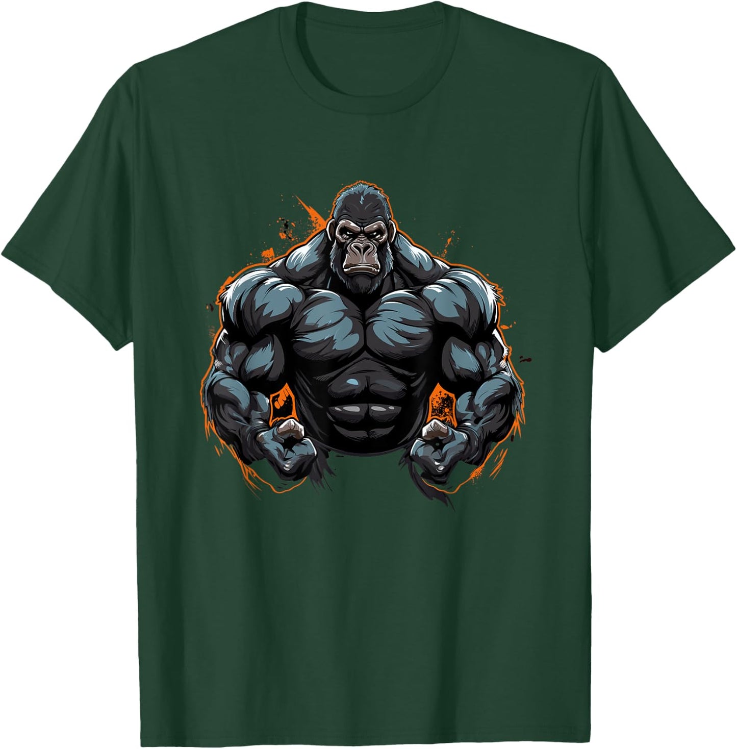 Gorilla Flexing, Weightlifting Gym Workout Bodybuilding T-Shirt - T-Shirt | Forest