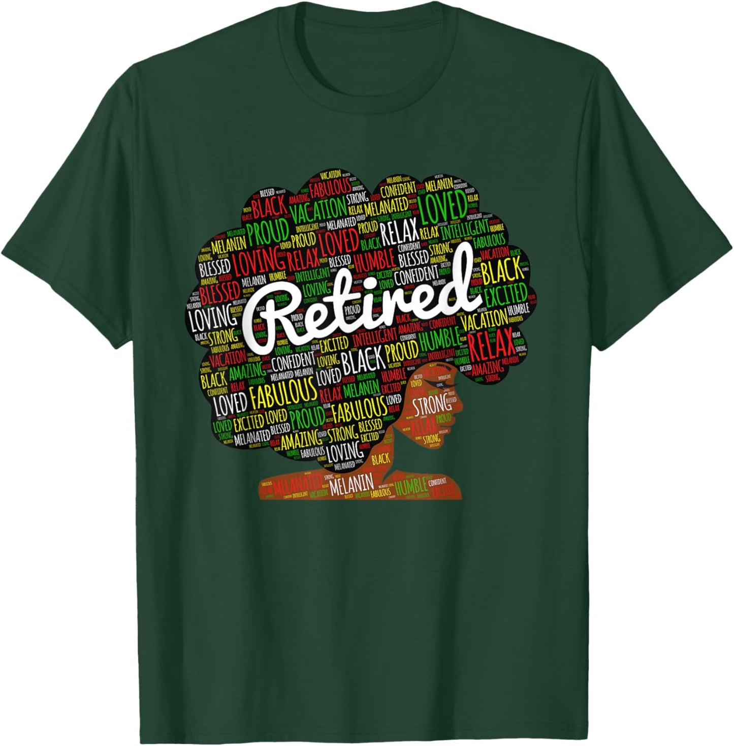 Retired African American Woman With Afro Retirement T-Shirt - T-Shirt | Forest