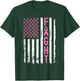 Fight Breast Survivor American Flag Breast Cancer Awarenes T-Shirt - T-Shirt | Forest