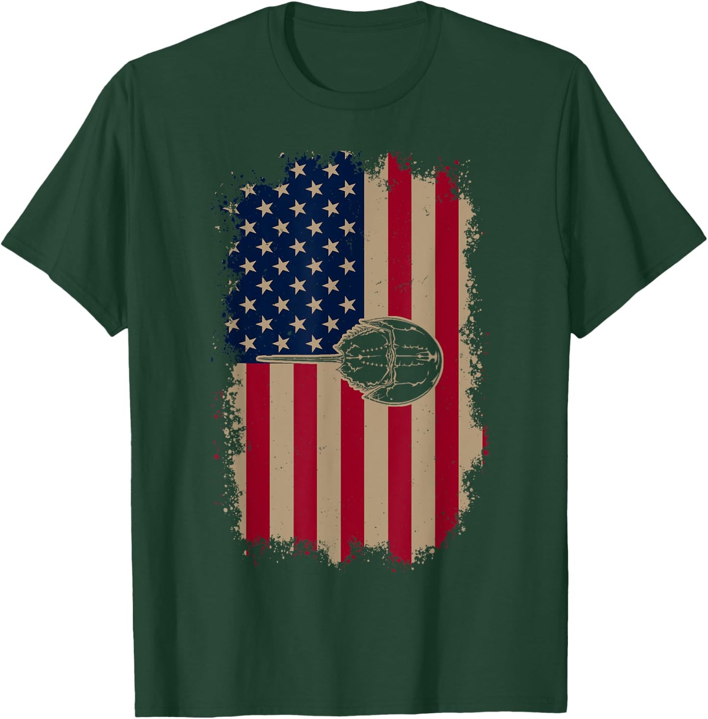 American US Flag Horseshoe Crab T-Shirt - T-Shirt | Forest
