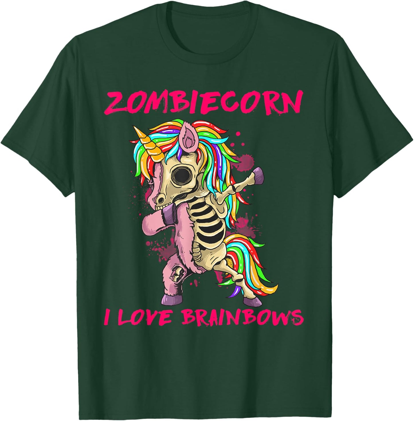 Zombiecorn I Love Brainbows Zombie Halloween Unicorn Lovers T-Shirt - T-Shirt | Forest