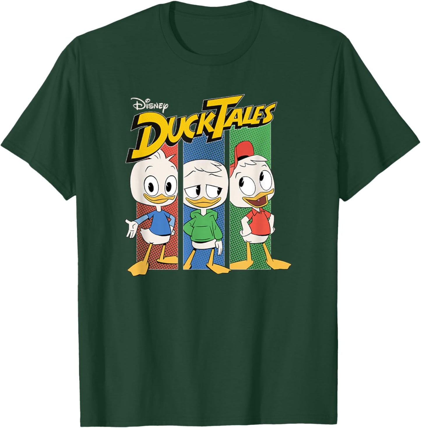 Disney DuckTales Dewey Huey & Louie Vertical Panels Logo T-Shirt - T-Shirt | Forest