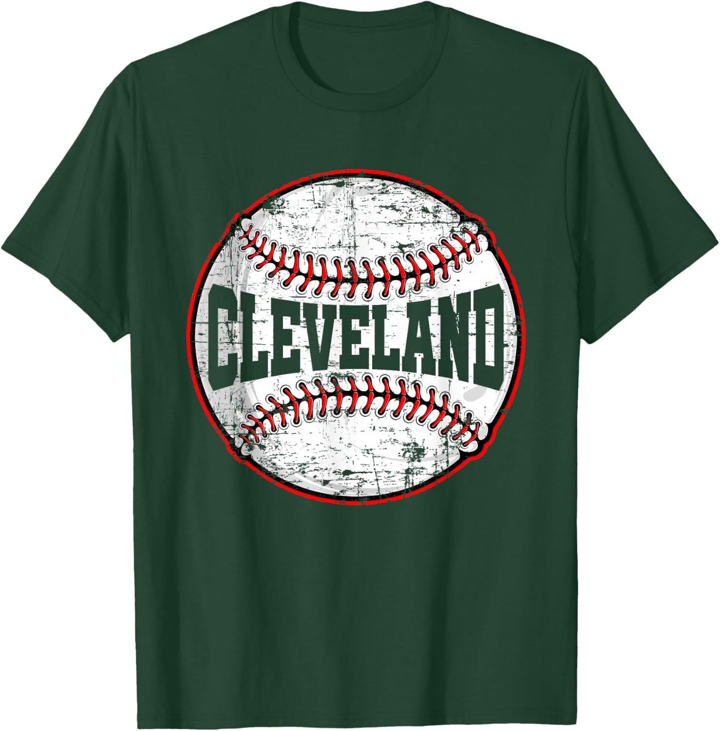 Baseball Lover Men Women Vintage Cleveland Cityscape T-Shirt - T-Shirt | Forest
