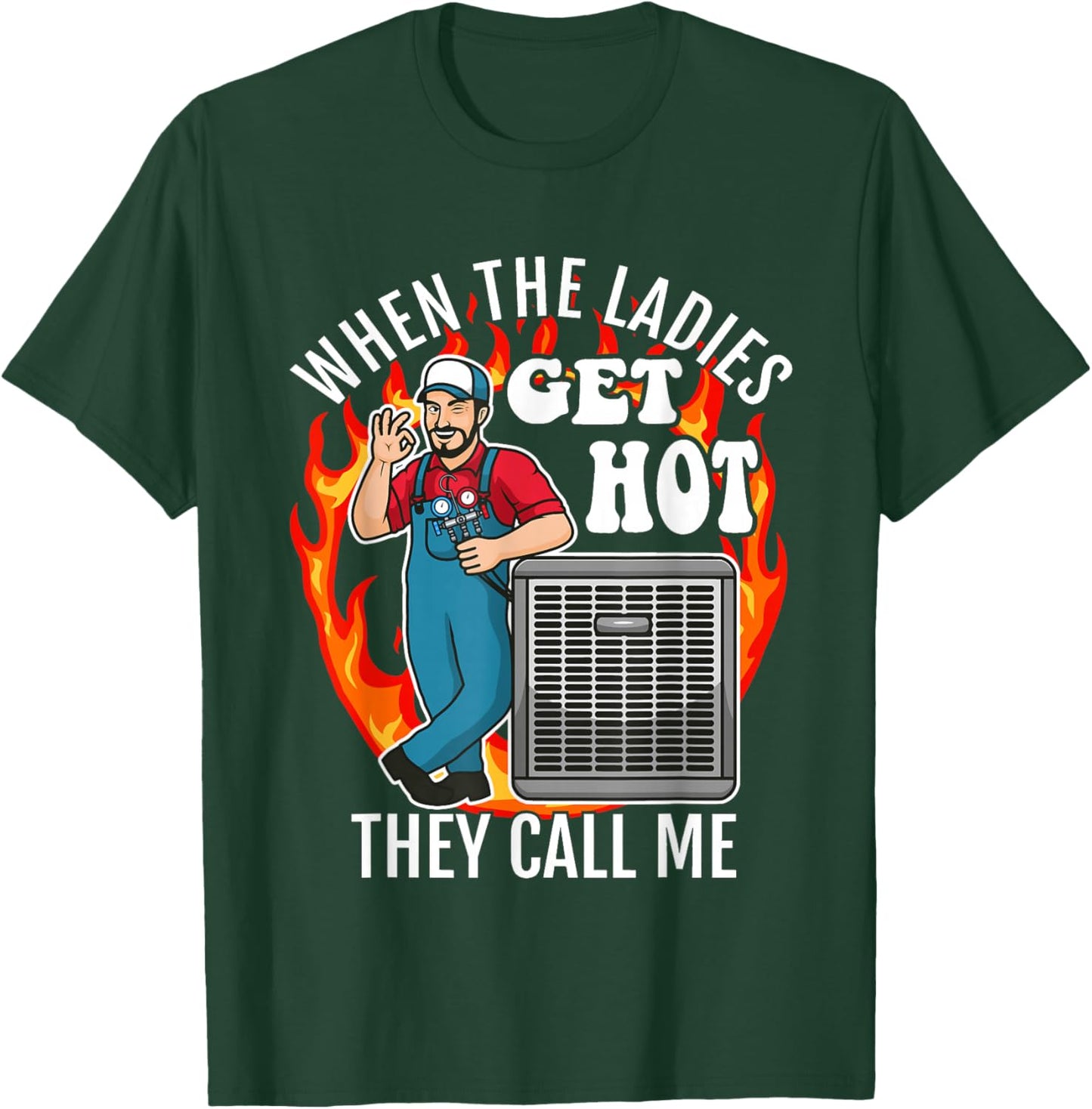 Funny HVAC Technician Air Conditioning Engineer Tech T-Shirt - T-Shirt | Forest