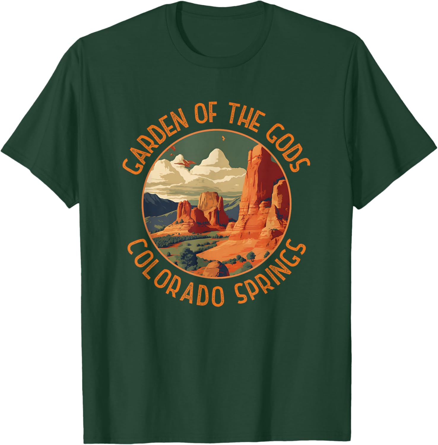 Garden of The Gods Colorado Springs Distressed Circle T-Shirt - T-Shirt | Forest