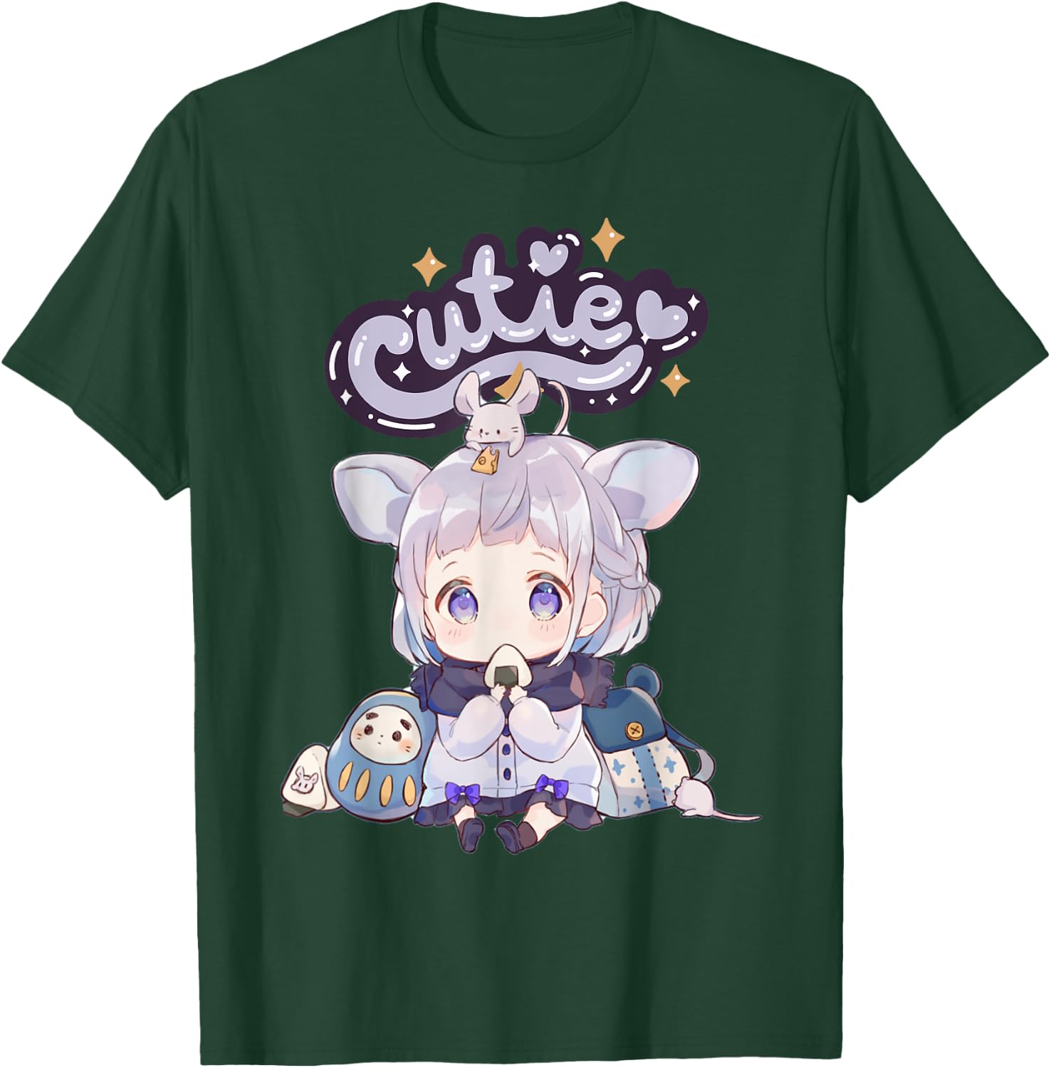 Anime Cutie Onigiri Girl Cute Kawaii UwU T-Shirt - T-Shirt | Forest