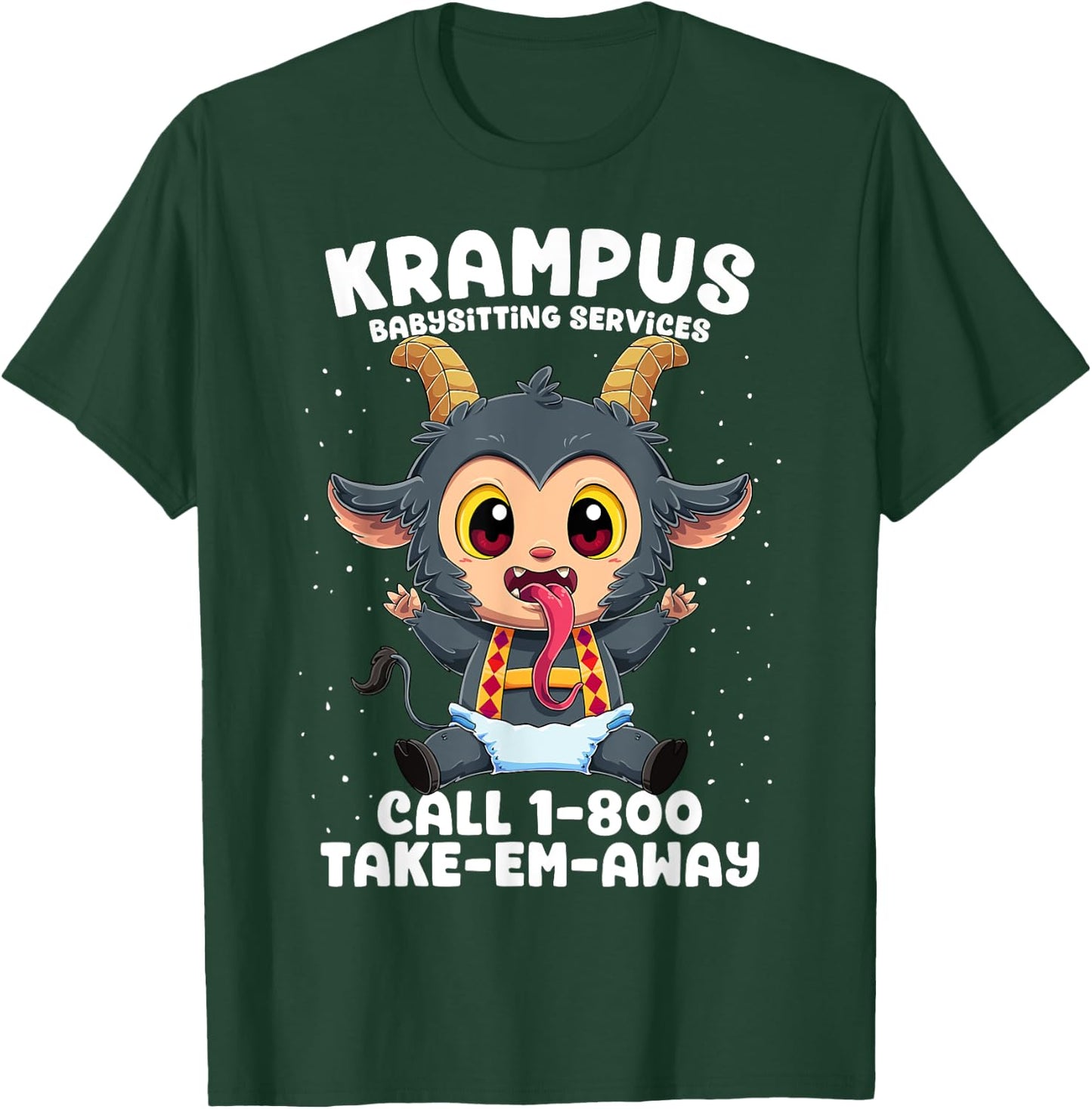 Krampus Babysitting Services Germanic Christmas Demon Horror T-Shirt - T-Shirt | Forest