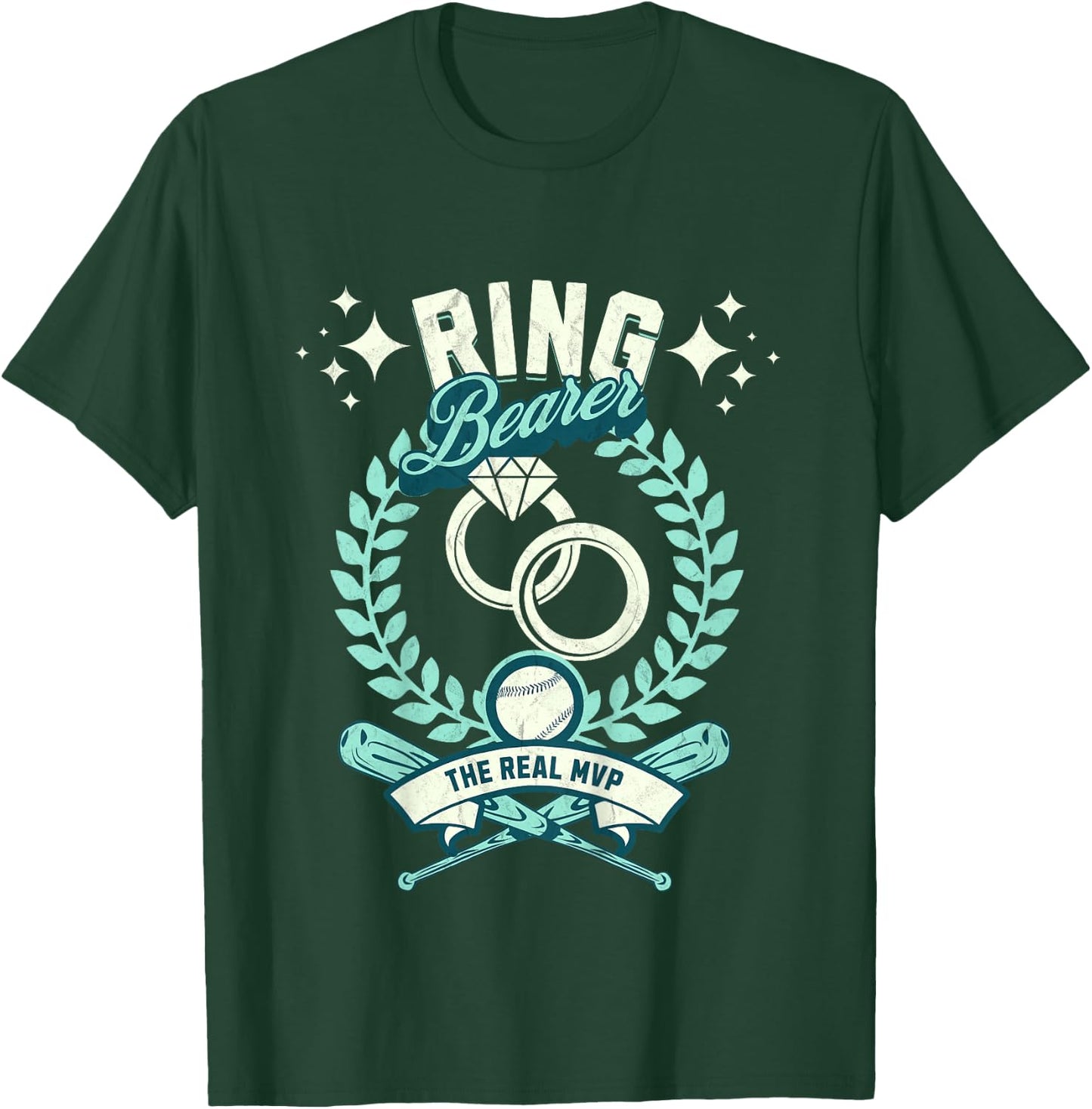 Kids The Real MVP Ring Bearer Gifts for Little Boys Baseball T-Shirt - T-Shirt | Forest