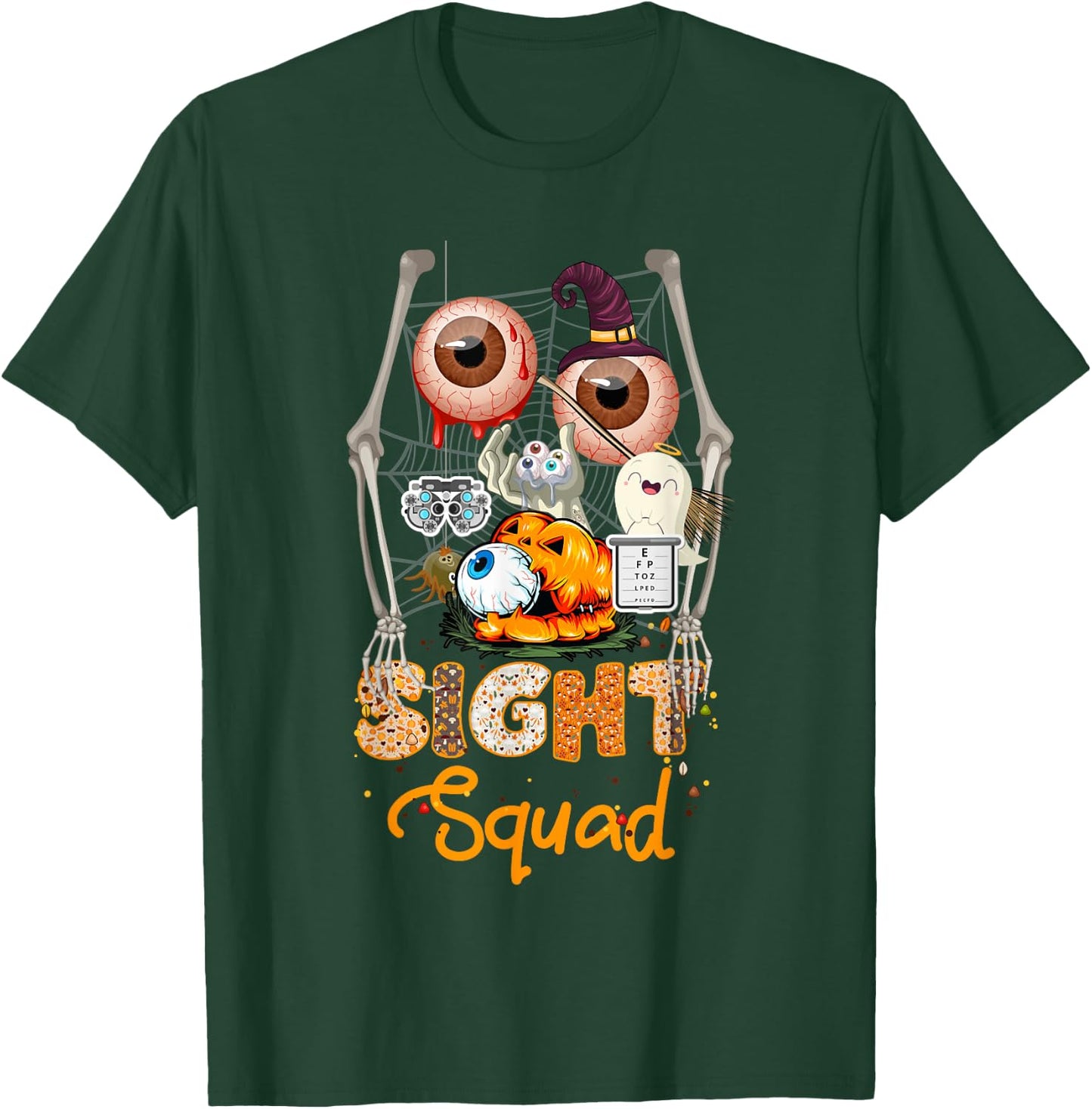 Optometrist Halloween Sight Squad Witch Pumpkin Optician T-Shirt - T-Shirt | Forest