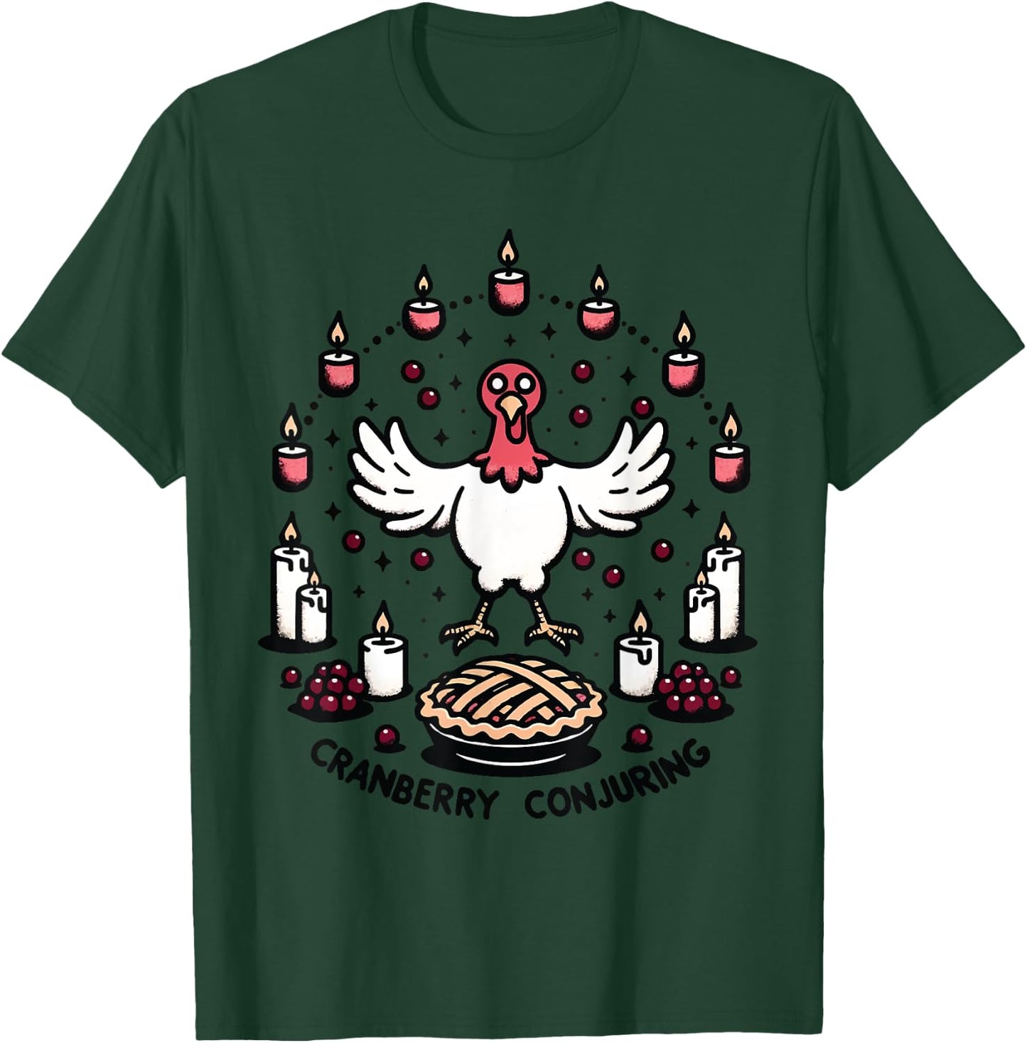 Cranberry Conjuring - Enchanted Thanksgiving Turkey Magic T-Shirt - T-Shirt | Forest