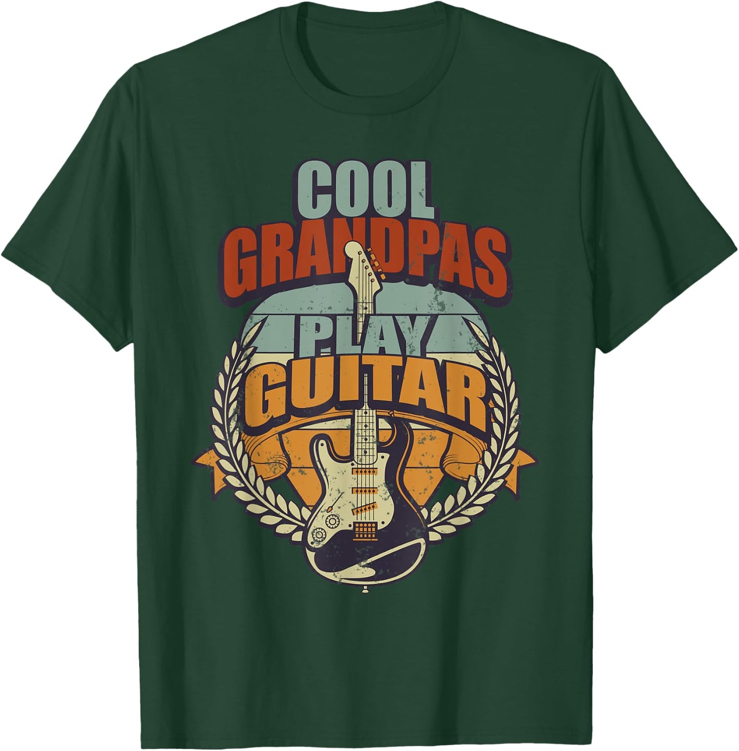 Cool Grandpa Playing Guitar Funny Grandpa T-Shirt - T-Shirt | Forest