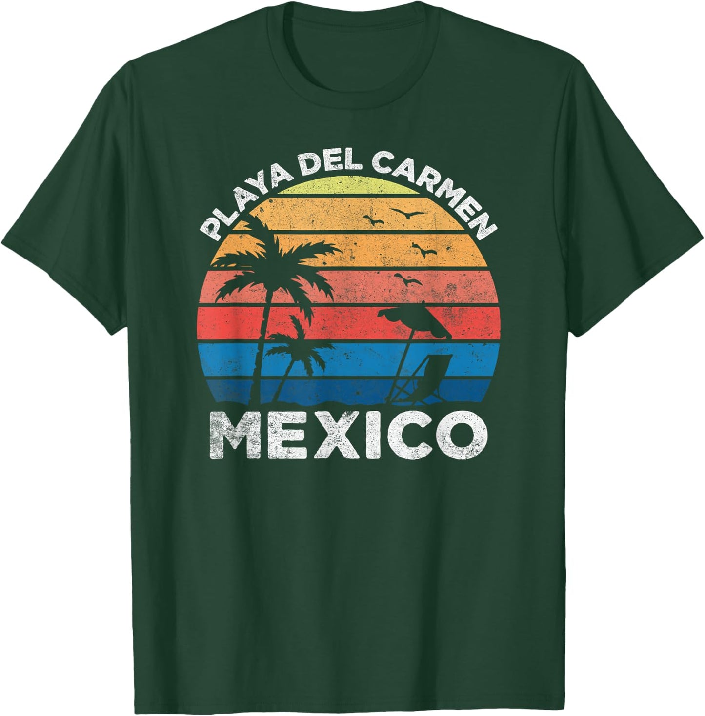 Playa Del Carmen Mexico Retro Vintage Vacation Novelty T-Shirt - T-Shirt | Forest