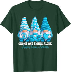 Addison's disease Awareness Month Light Blue Ribbon Gnomies T-Shirt - T-Shirt | Forest