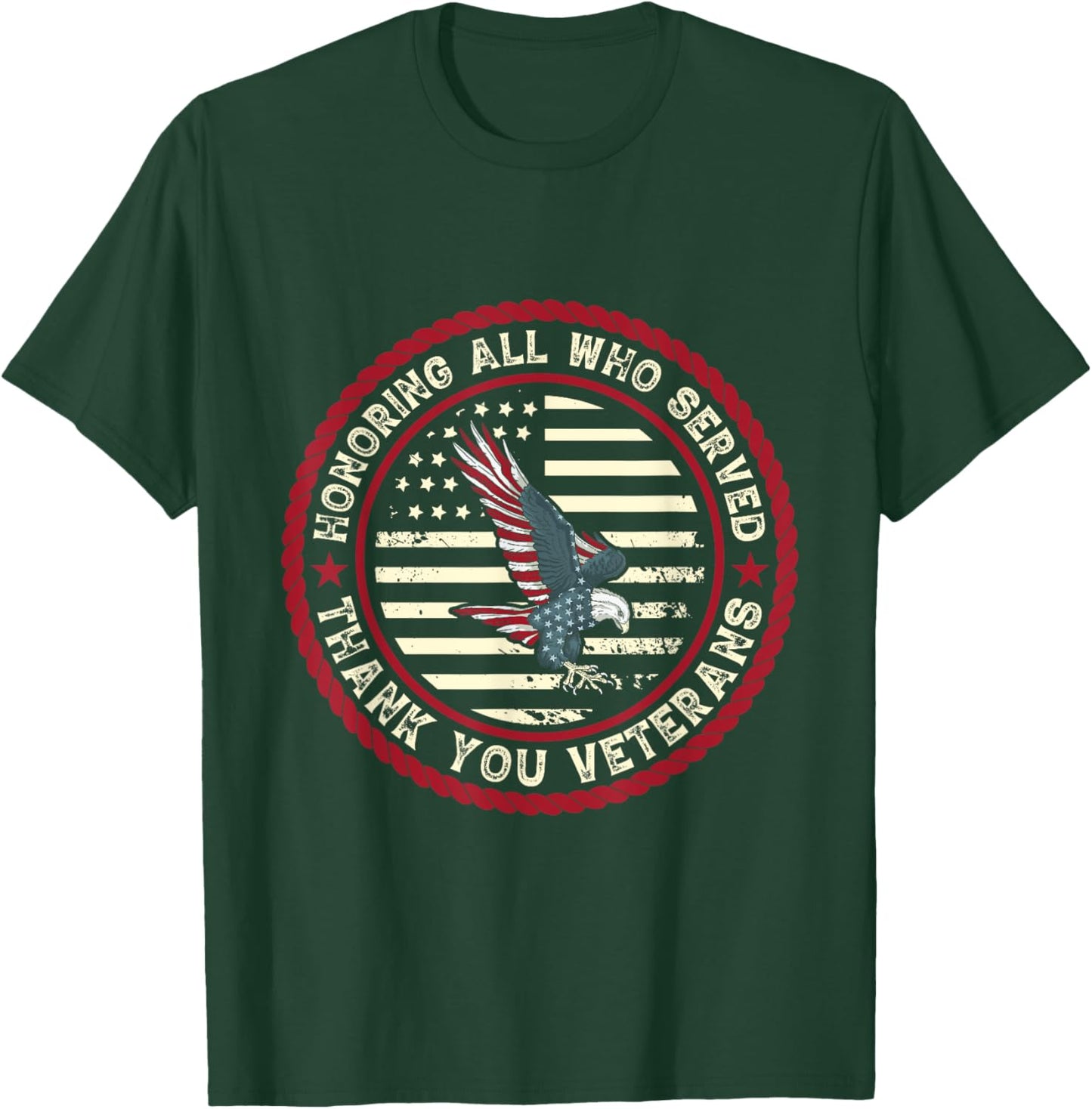 U.S. Veterans Honoring All Who Served Thank You Veterans T-Shirt - T-Shirt | Forest