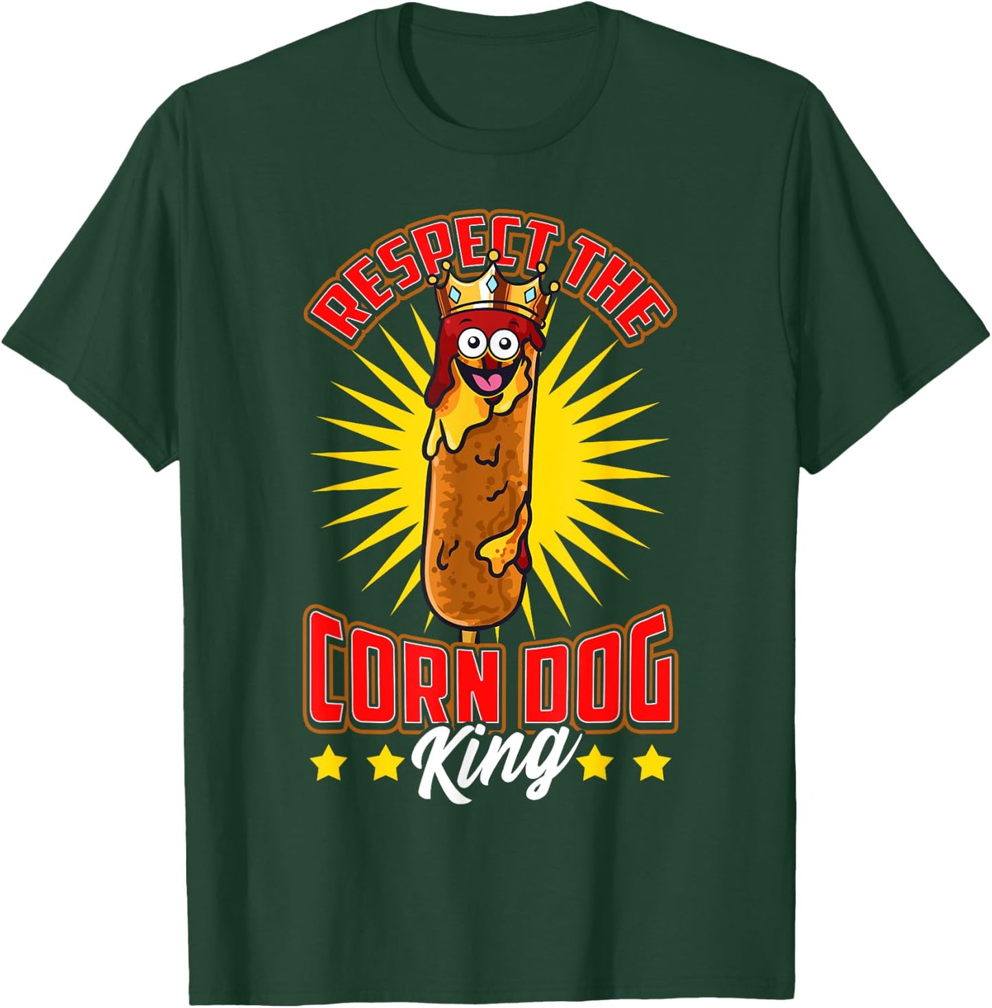Funny Respect the Corn Dog King Food Hot Dog Corndog Lover Men Women Girls Kids T-Shirt - T-Shirt | Forest
