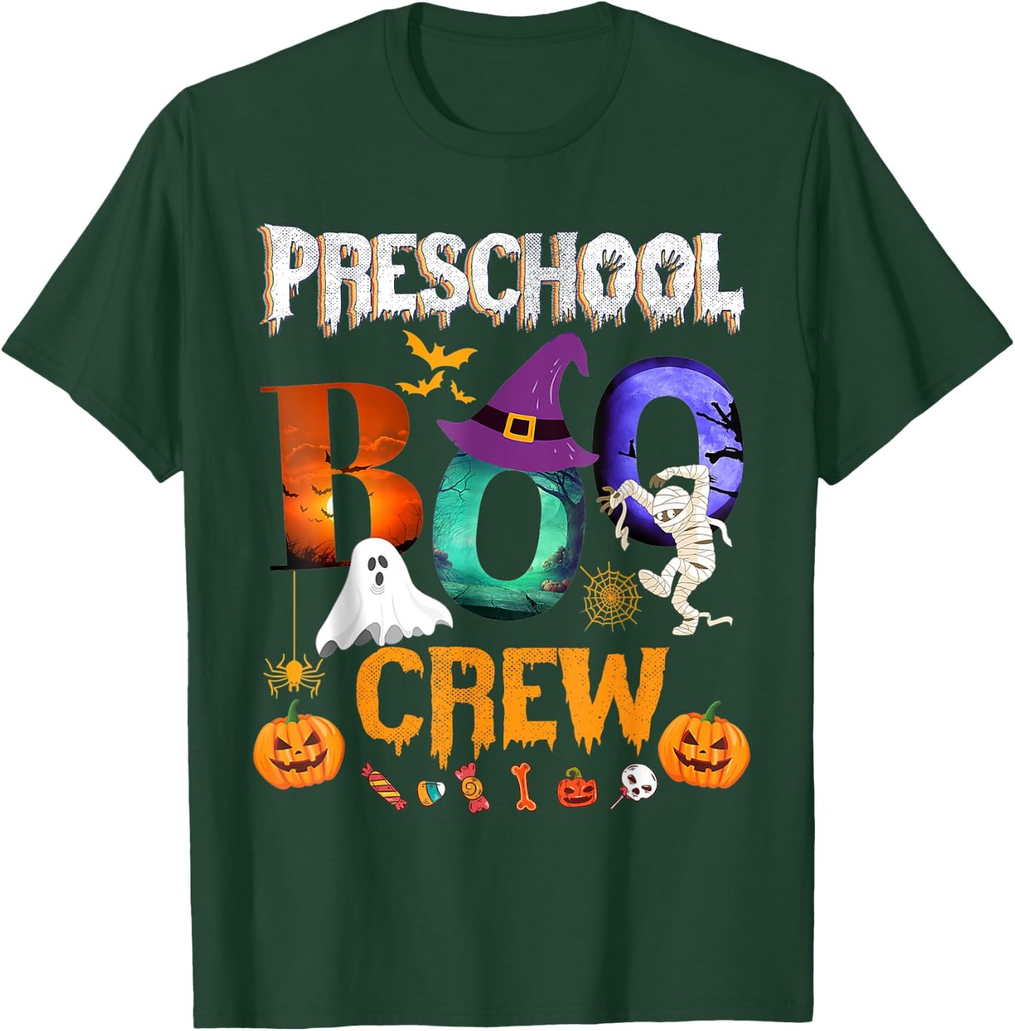Preschool Boo Crew Teacher Student Funny Halloween Costume Men Women Kids T-Shirt - T-Shirt | Forest