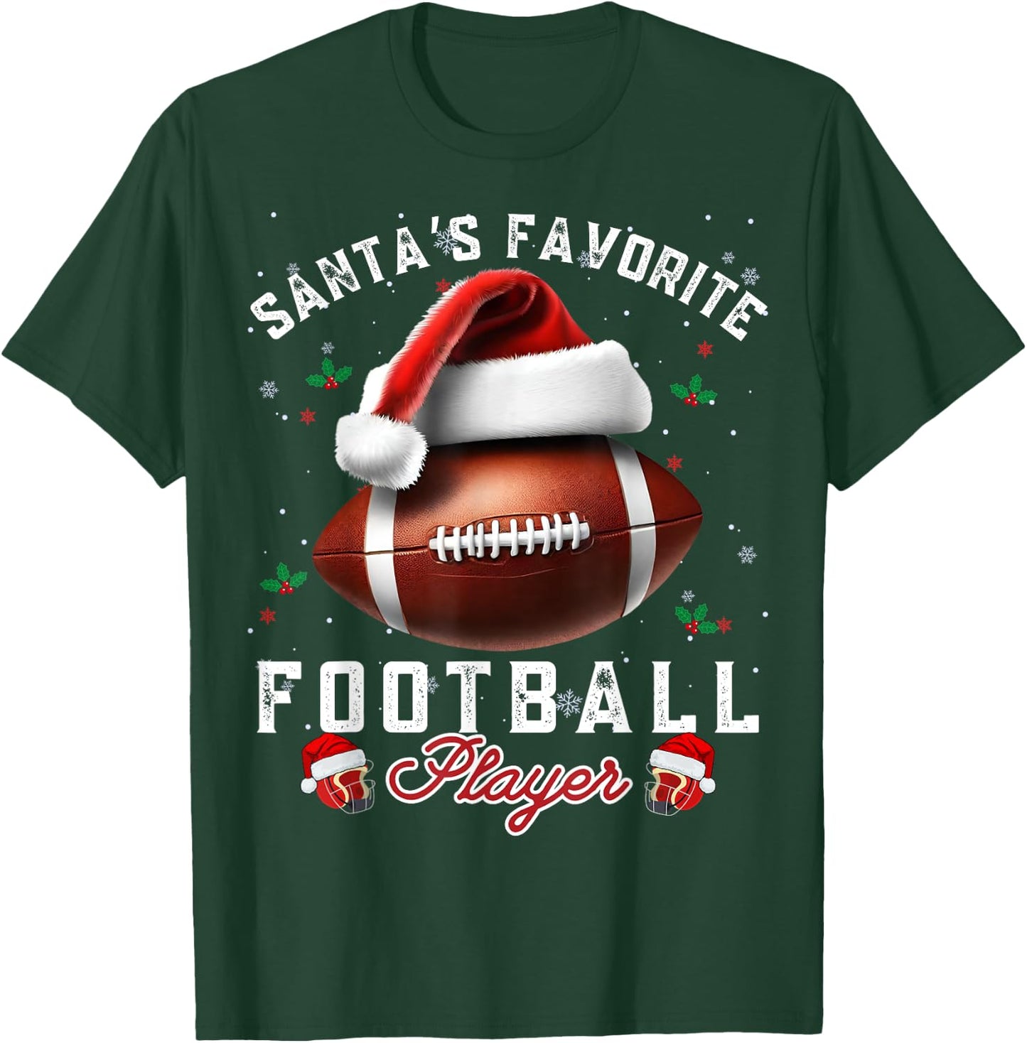 Santa's, Favorite Football Player Apparel Christmas Sport T-Shirt - T-Shirt | Forest