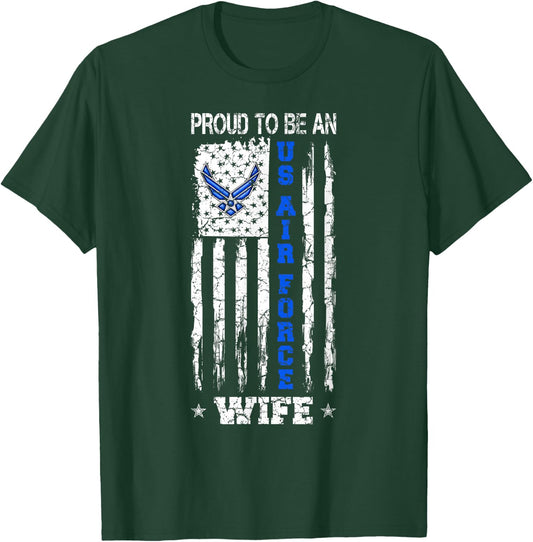 Vintage USA Flag Proud To Be An US Air Force Wife T-Shirt - T-Shirt | Forest