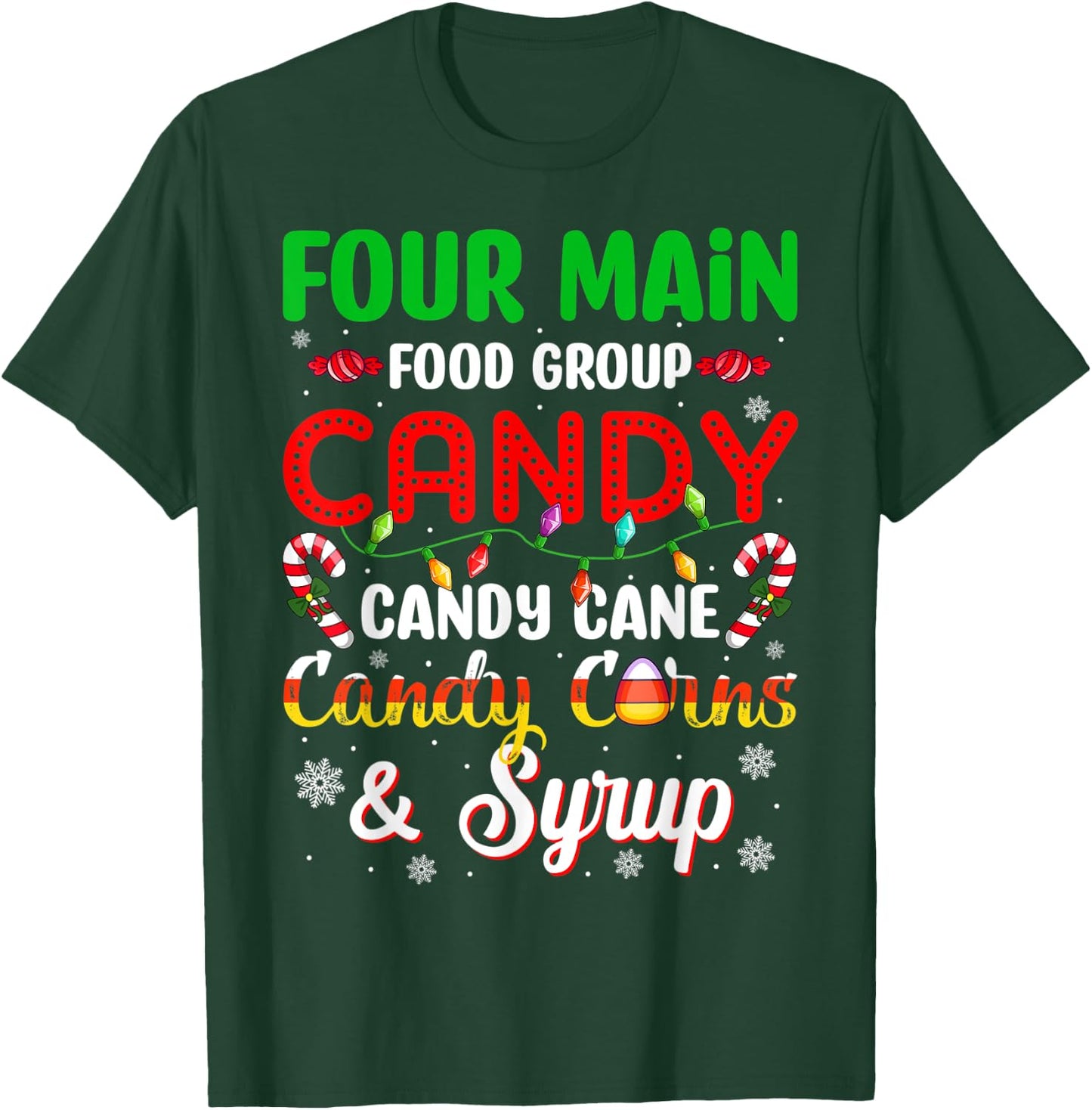 Christmas Pajama Four Main Funny Food Groups Elf Candy Corn T-Shirt - T-Shirt | Forest