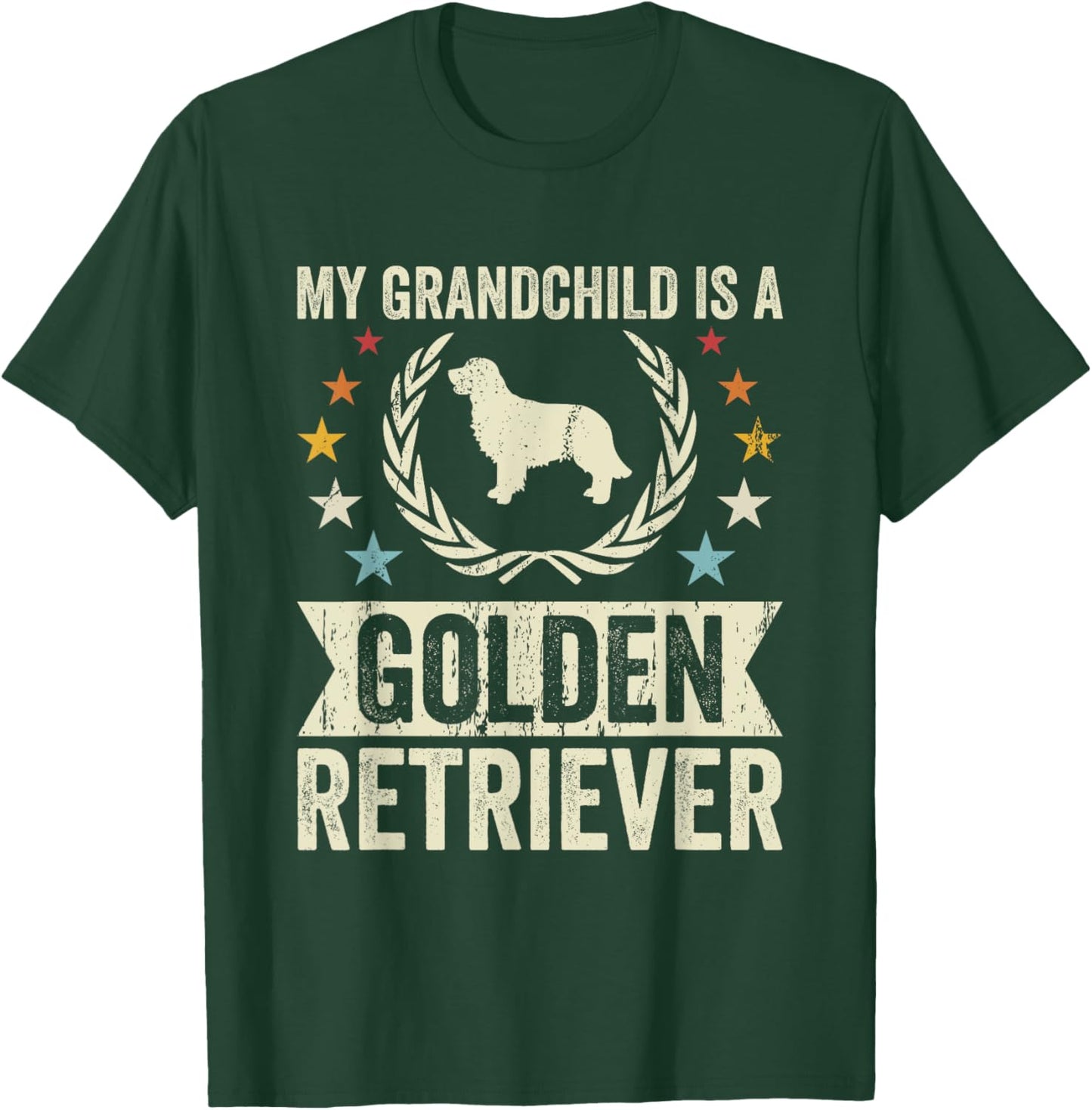 My Grandchild Is A Dog - Grandpa & Grandma Golden Retriever T-Shirt - T-Shirt | Forest