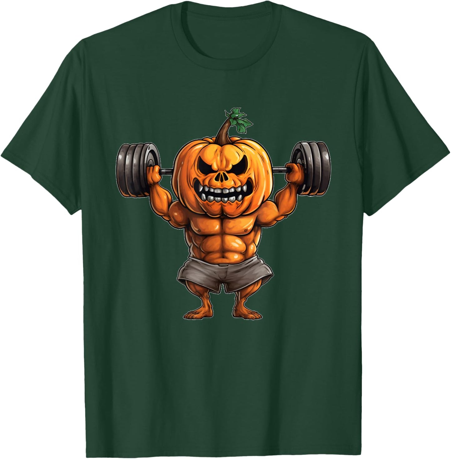 Pumpkin Lifting Weights Bodybuilding Halloween Weightlifting T-Shirt - T-Shirt | Forest