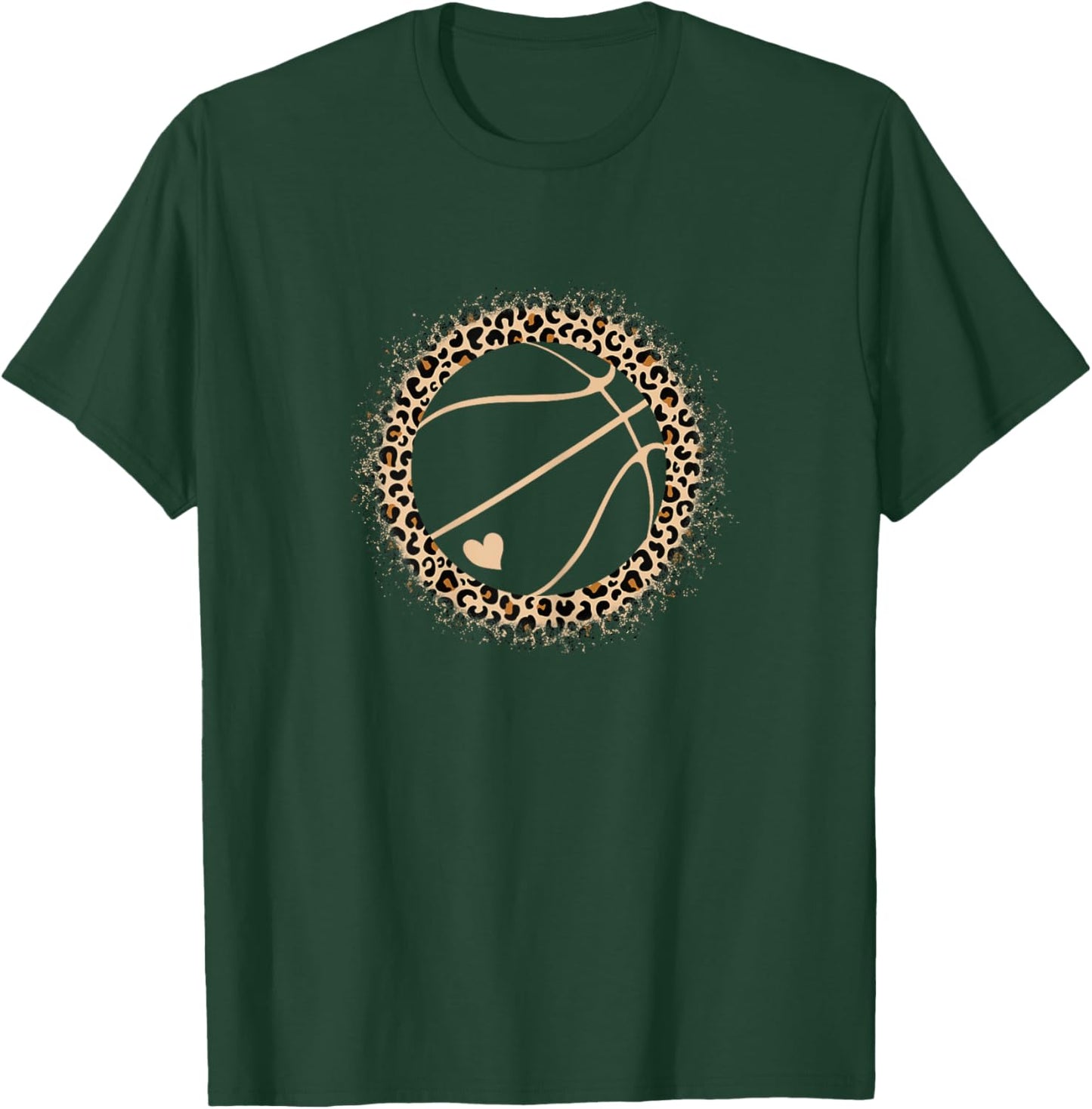 Cute Basketball Leopard Print Women Girls Basketball Lover T-Shirt - T-Shirt | Forest