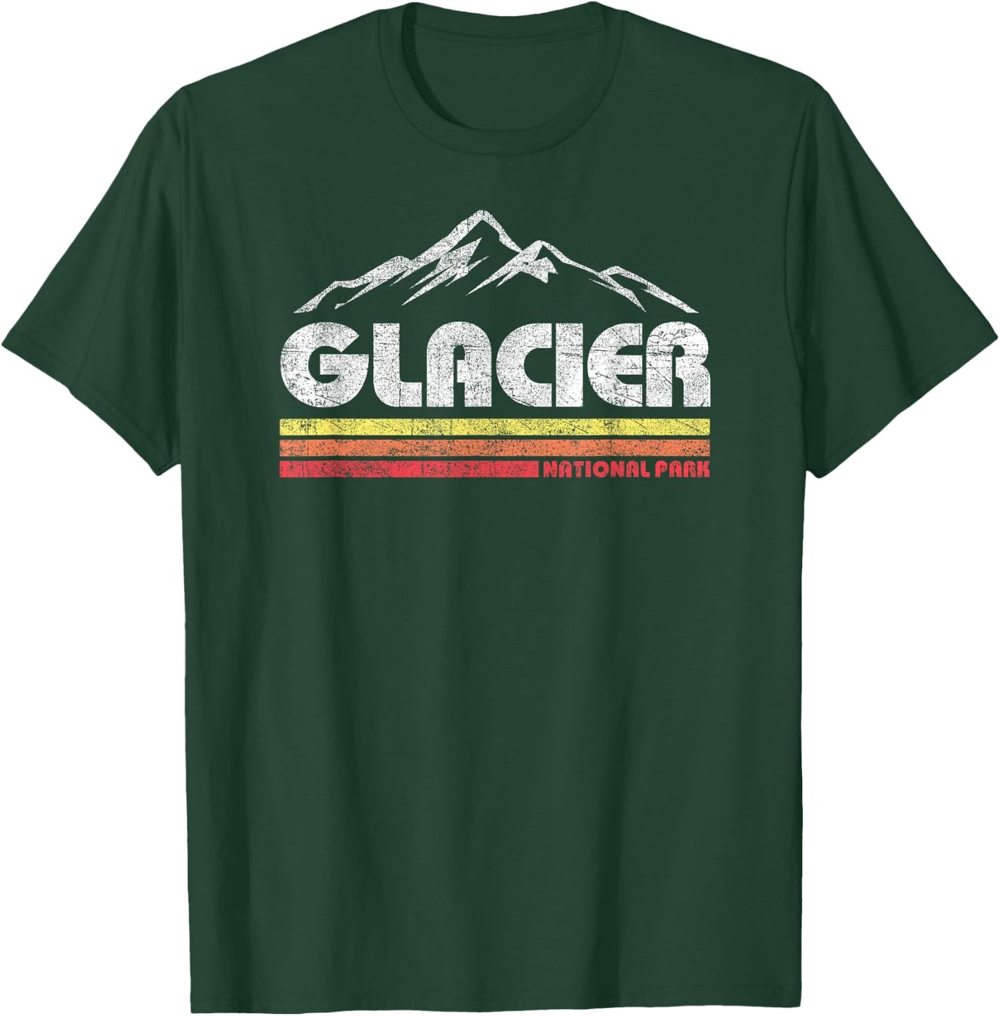 Vintage Glacier National Park Retro Mountain Souvenir Nature T-Shirt - T-Shirt | Forest