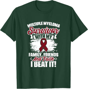 I Beat Myeloma Warrior Support Multiple Myeloma Survivor T-Shirt - T-Shirt | Forest