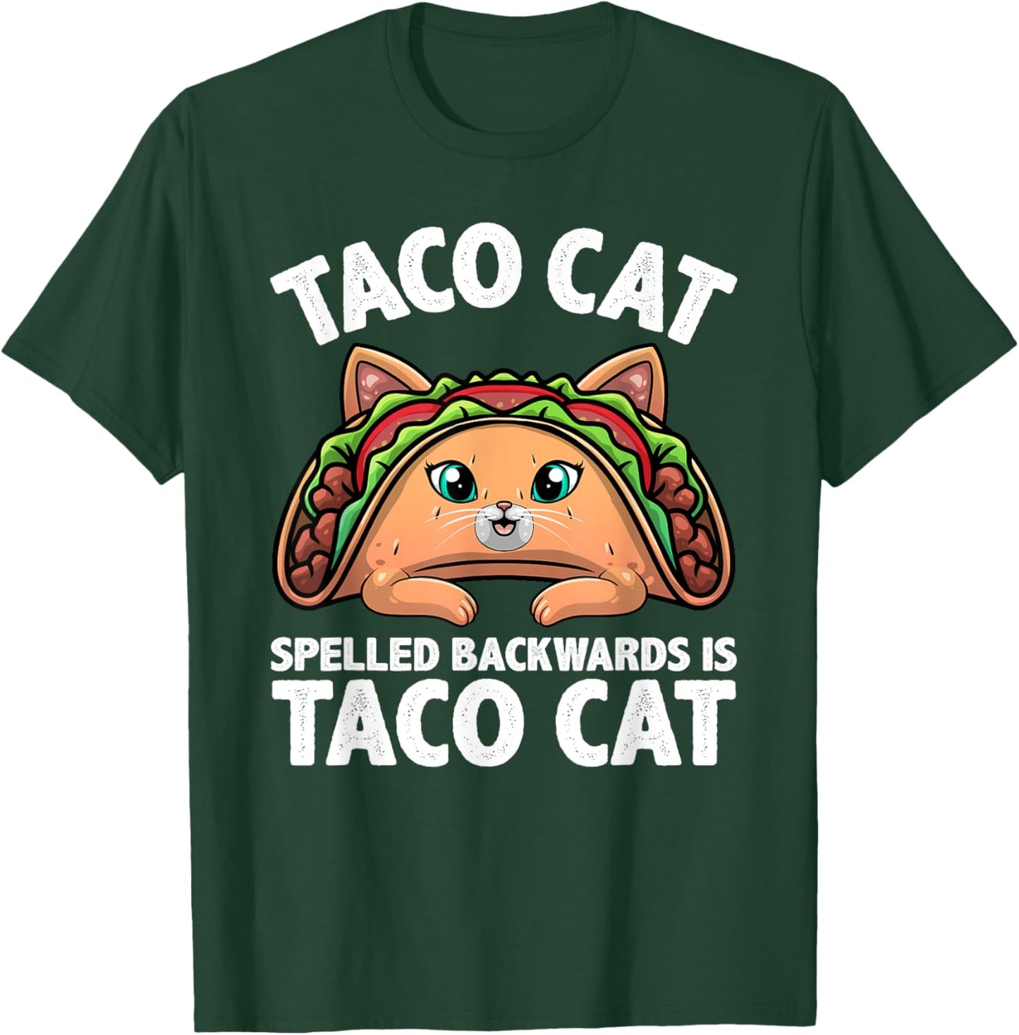Cute Taco Cat Design Women Kids Taco Mexican Food T-Shirt - T-Shirt | Forest
