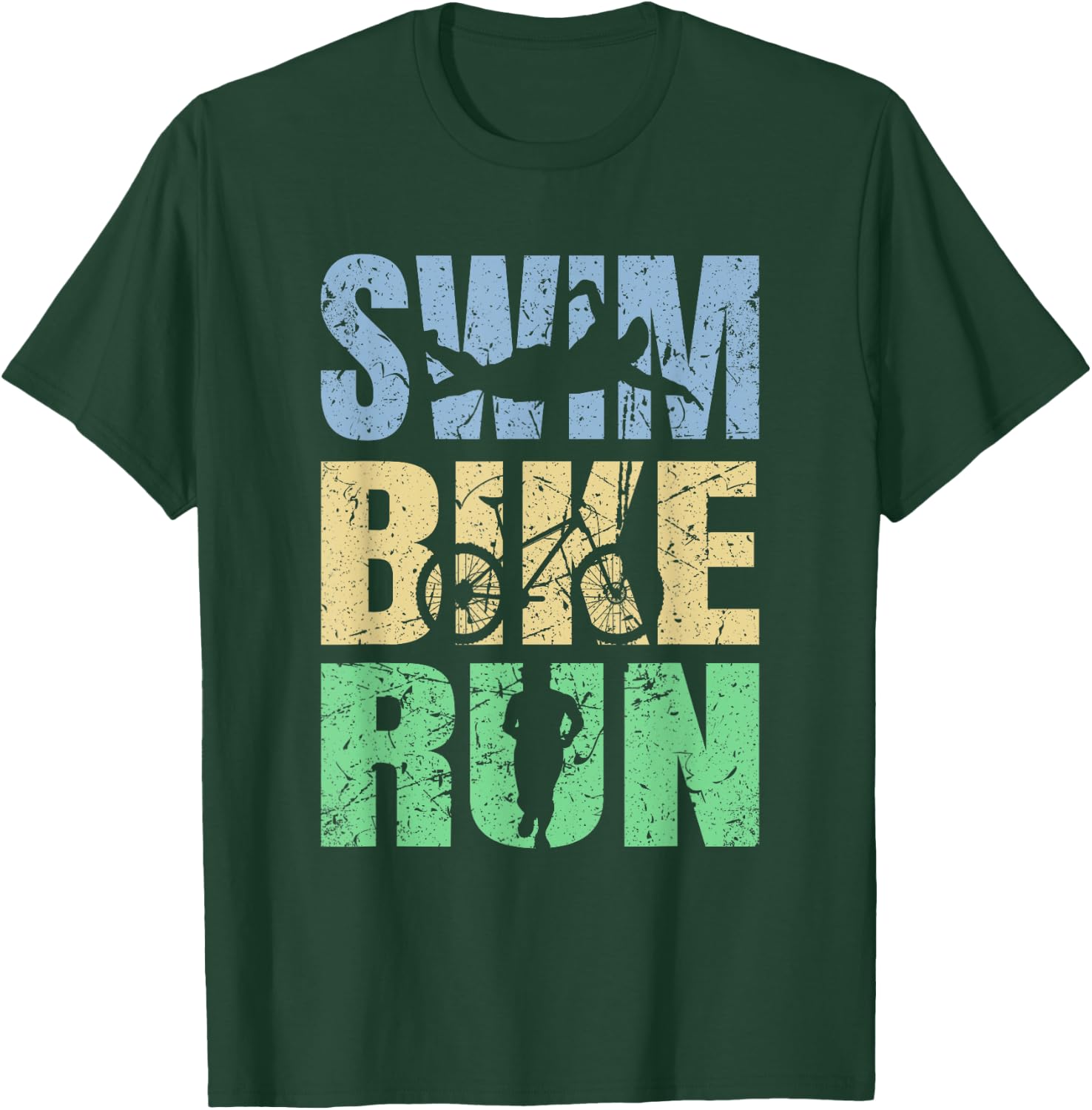 Funny Triathlon Tri Triathletes Athletes Running Fitness T-Shirt - T-Shirt | Forest