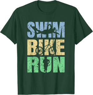 Funny Triathlon Tri Triathletes Athletes Running Fitness T-Shirt - T-Shirt | Forest