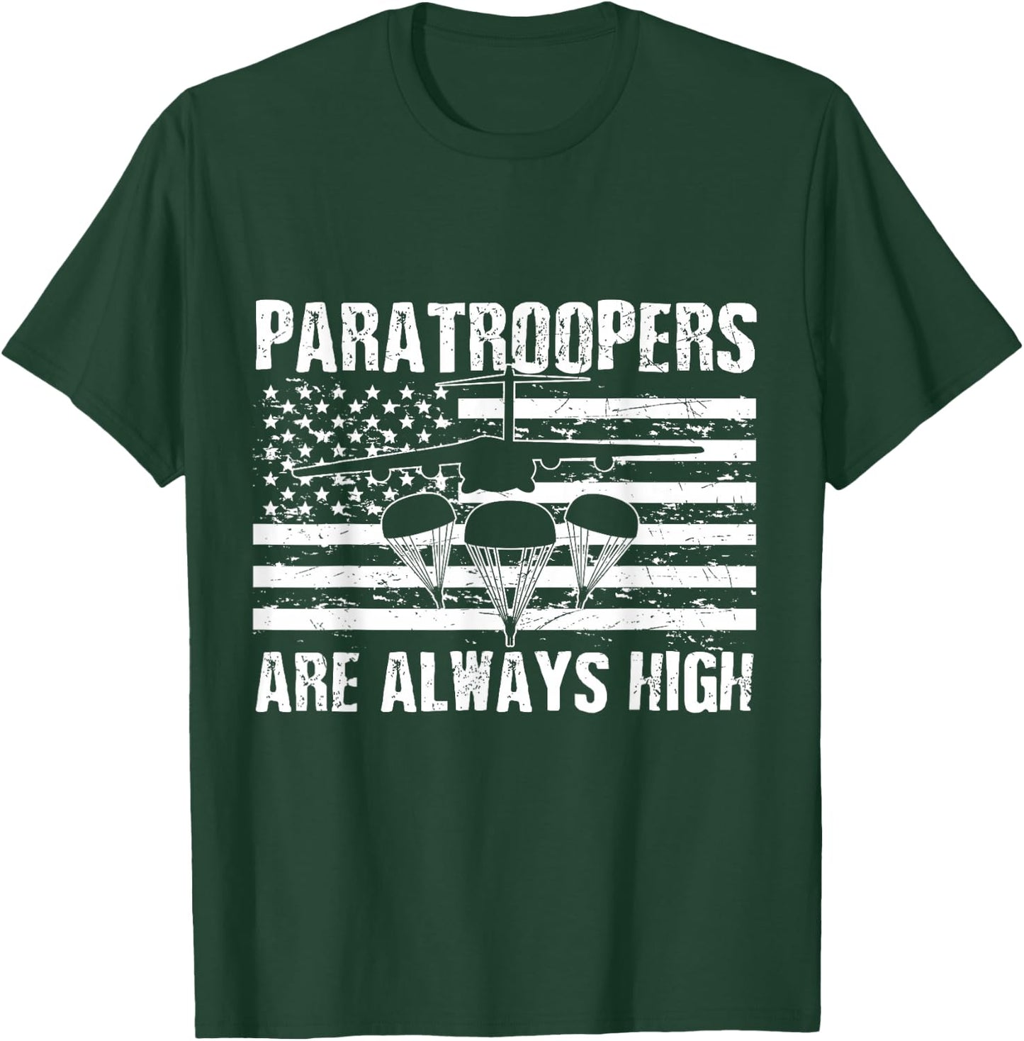 Paratrooper American Flag US Army Soldier Veterans Day T-Shirt - T-Shirt | Forest