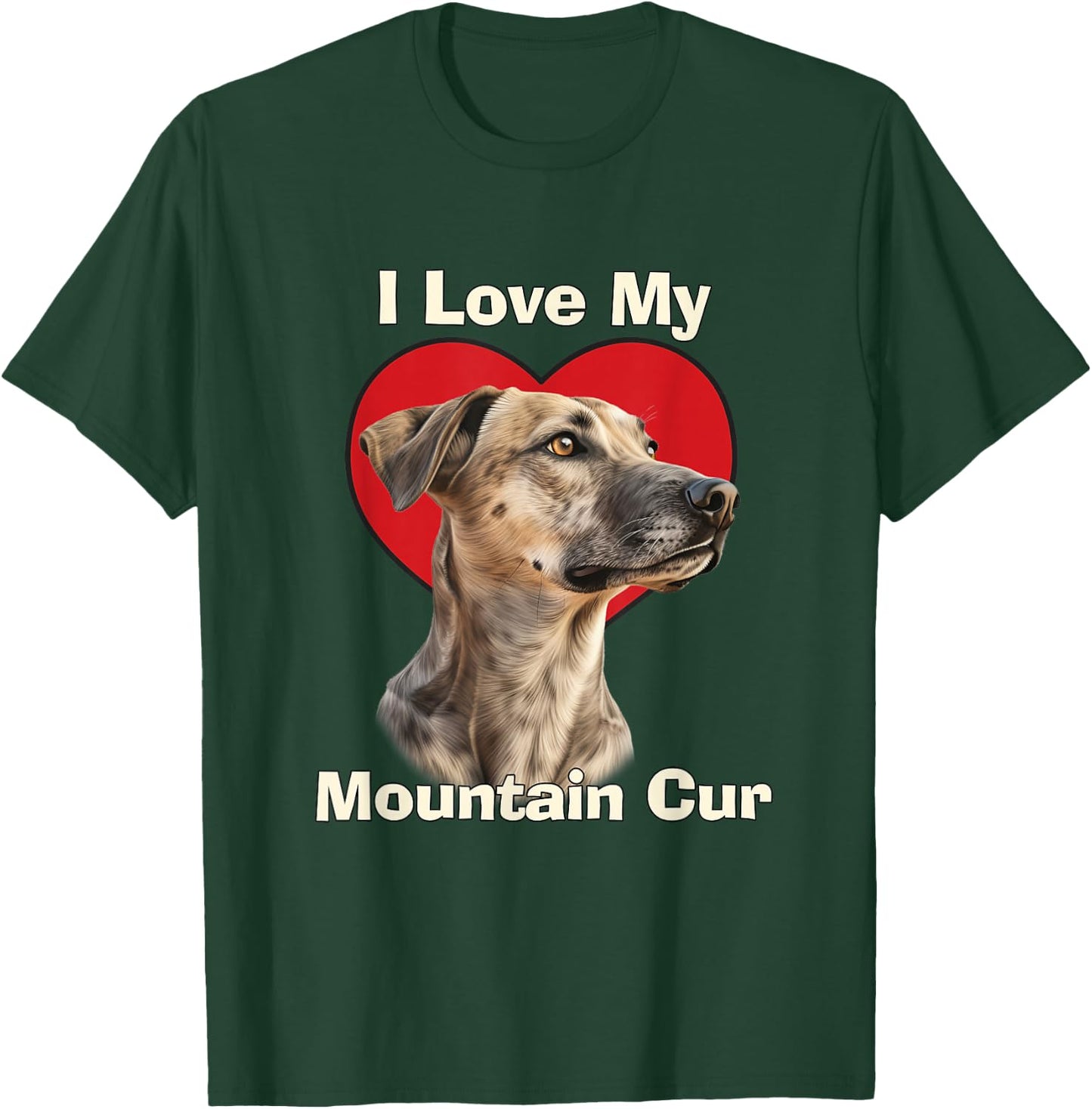 I Love My Mountain Cur Puppy Dog Women Kids T-Shirt - T-Shirt | Forest