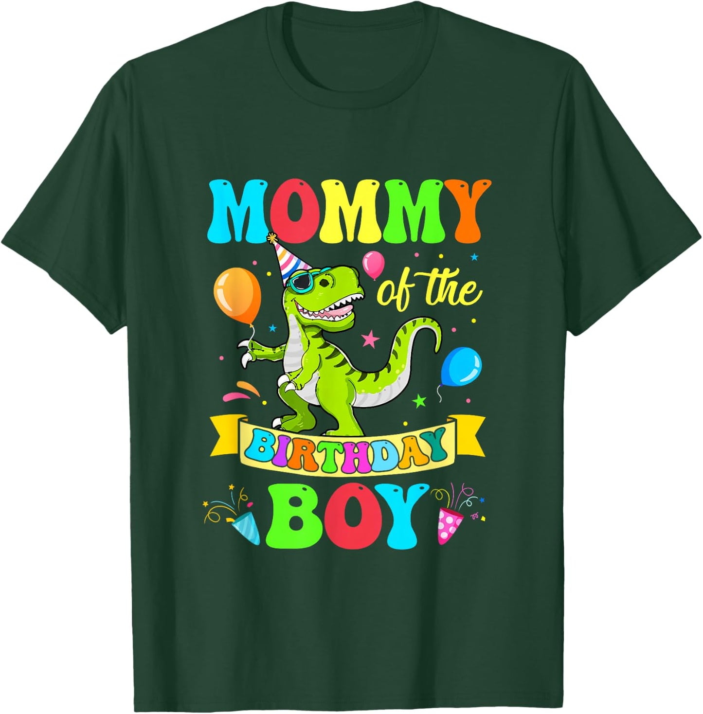 Mommy of The Birthday Boy T-Rex Dinosaur Birthday Party T-Shirt - T-Shirt | Forest