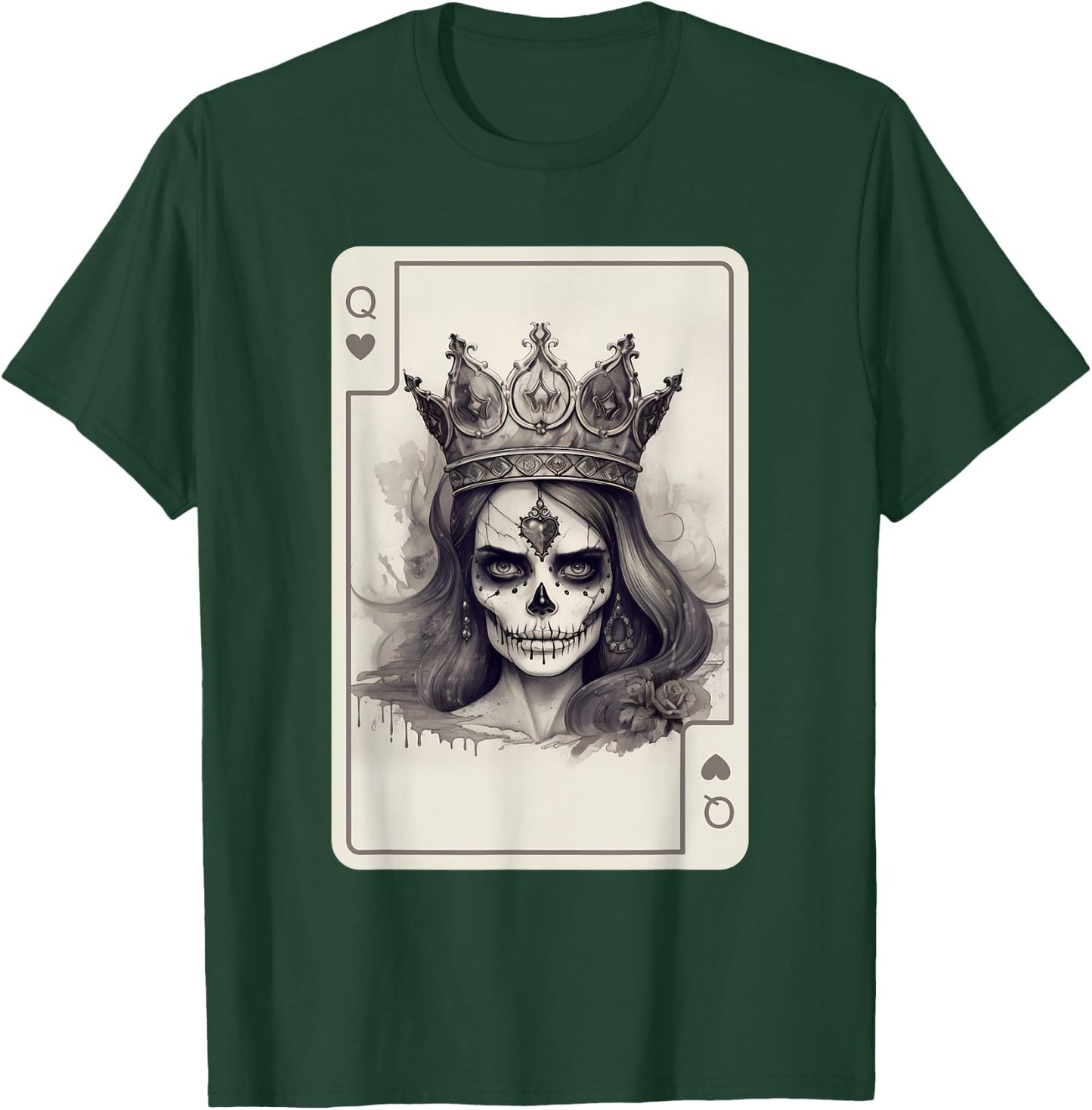 Queen of Hearts Gothic Poker Card Game Halloween Creepy T-Shirt - T-Shirt | Forest