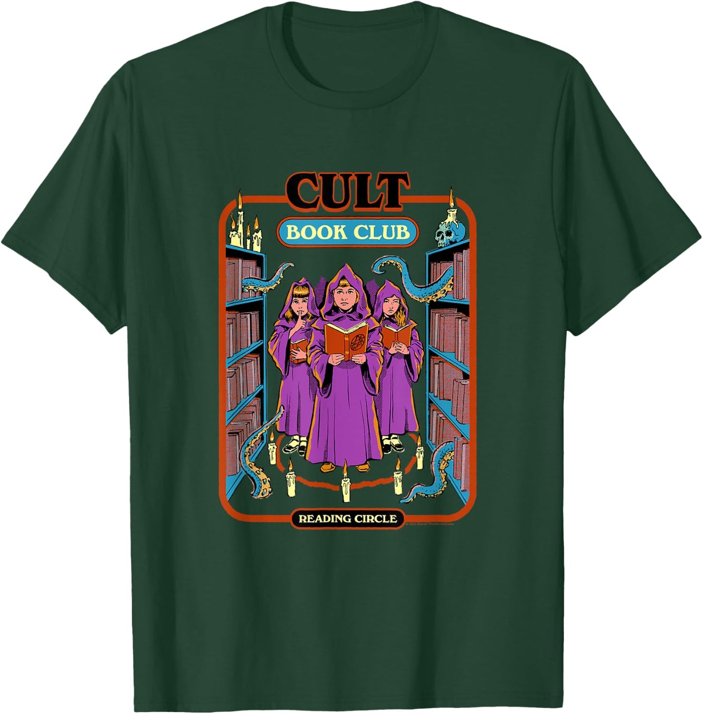 Steven Rhodes Cult Book Club Reading Circle Retro Dark Humor T-Shirt - T-Shirt | Forest