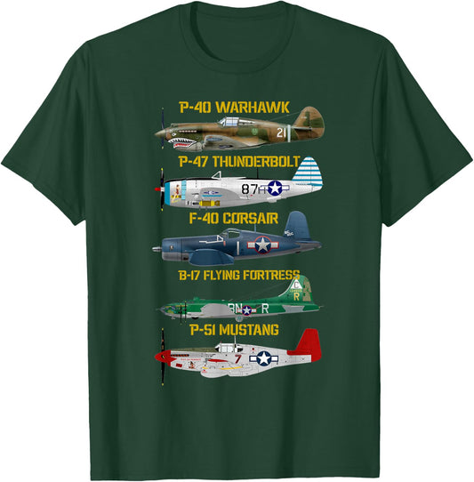 WW2 Planes Warbirds Warplanes T-Shirt - T-Shirt | Forest