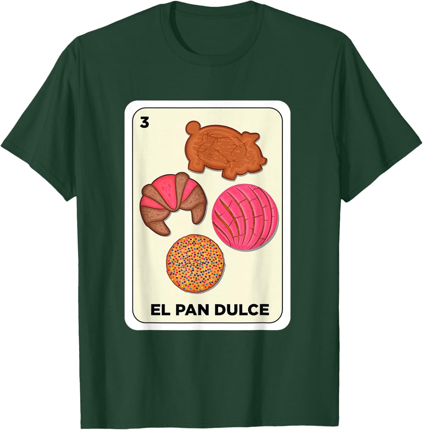 Pan Dulce Conchas Mexican Spanish Bingo Card El Pan Dulce T-Shirt - T-Shirt | Forest