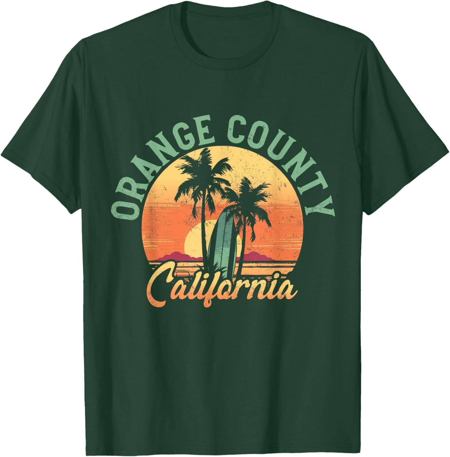 Orange County California Retro Surfer Vintage Beach T-Shirt - T-Shirt | Forest