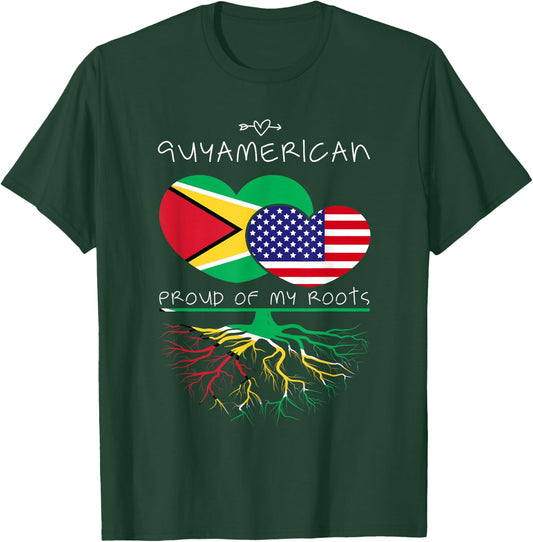 Guyana USA Proud of Both Countries Guyamerican T-Shirt - T-Shirt | Forest